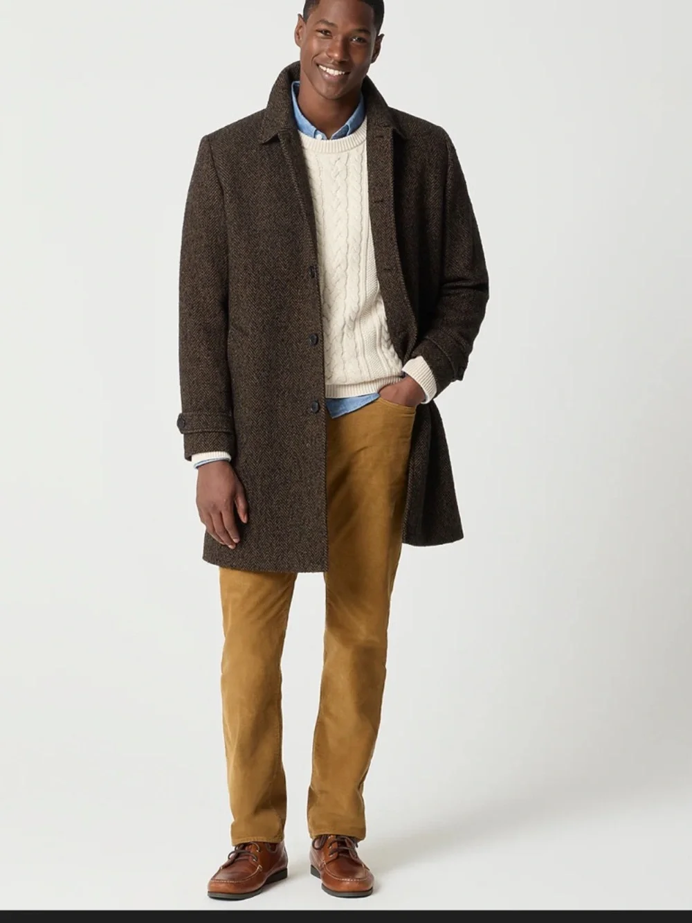 J. Crew‎ Men's Wool Blend Overcoat Black Brown Size 40 NEW